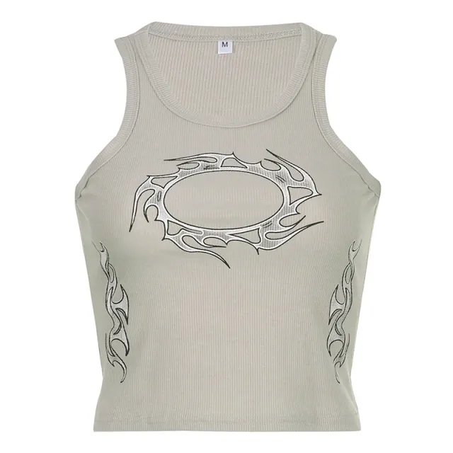 Personalized Whirlwind Flame Print Basic Slim Sports Vest Gray - Shop at LoveMi