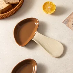 Creative Mushroom Spoon Holder Modern Restaurant Tableware Dish High Temperature Resistance - Dark Brown - View 1