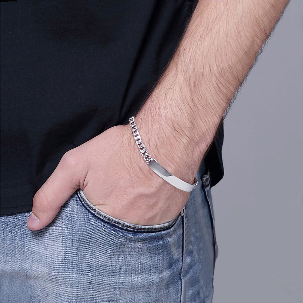 Title 4, S925 Sterling Silver Handcrafted Platinum Bracelet