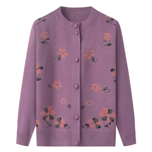 Thermal Underwear Fleece lined Thickened Grandma Sweater Coat For Women Purple Without Velvet - Shop at LoveMi