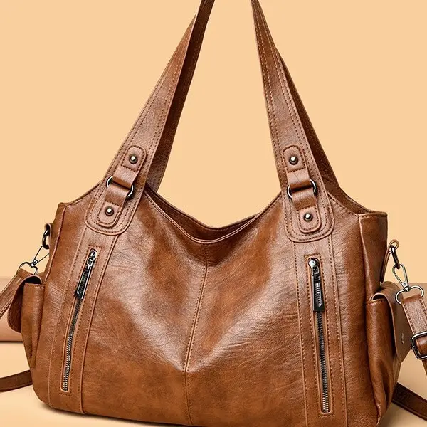Retro Solid Color Simple Textured One-shoulder Bag Large Capacity