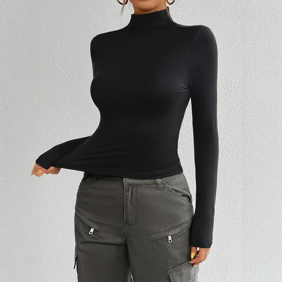 Slim Fit All-matching Base Long-sleeved Top Turtleneck T-shirt