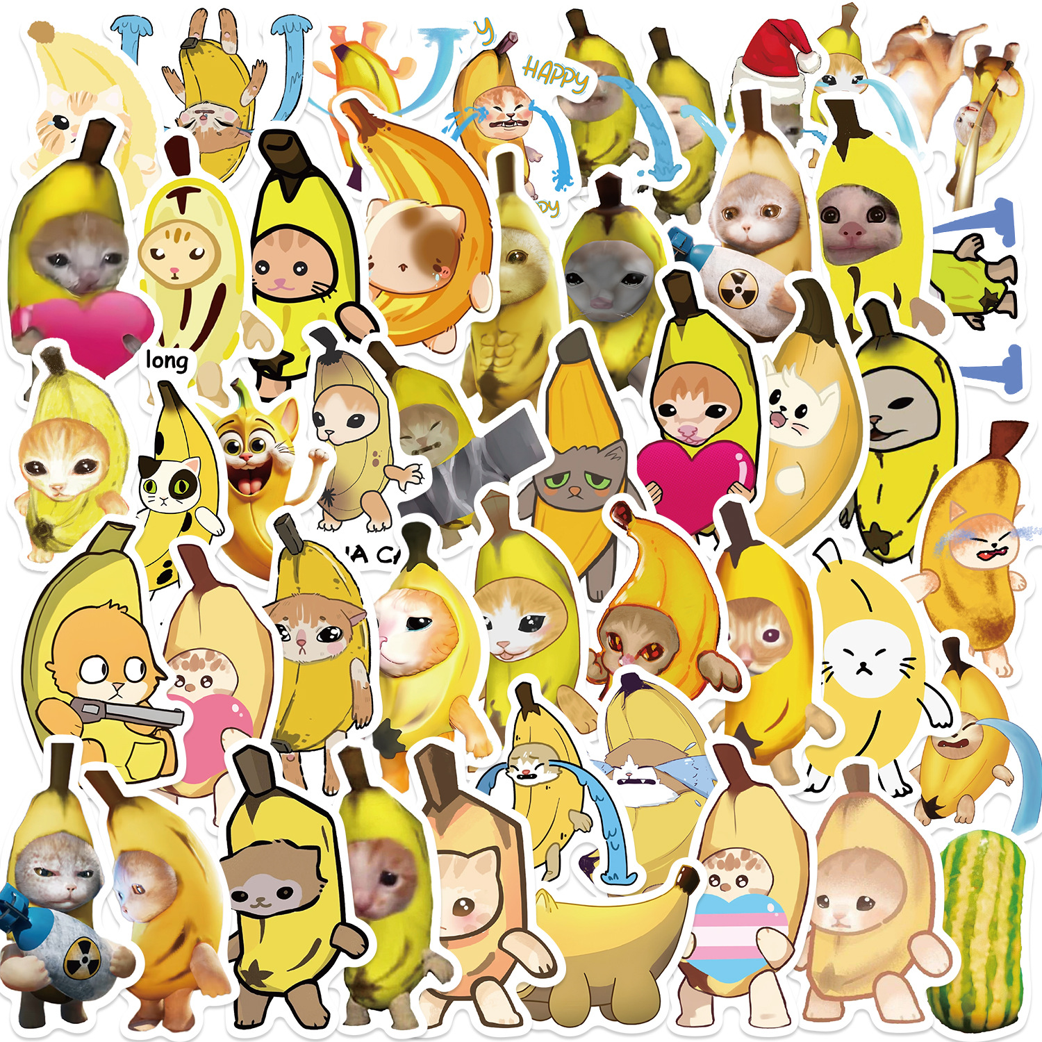 Title 9, Cartoon Banana Cat Graffiti Sticker Decoration