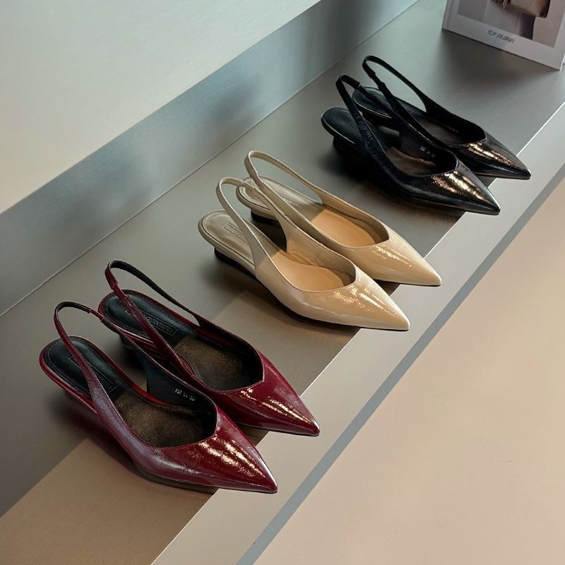 Wedge-heel Minimalist Pointed-toe Sandals For Women