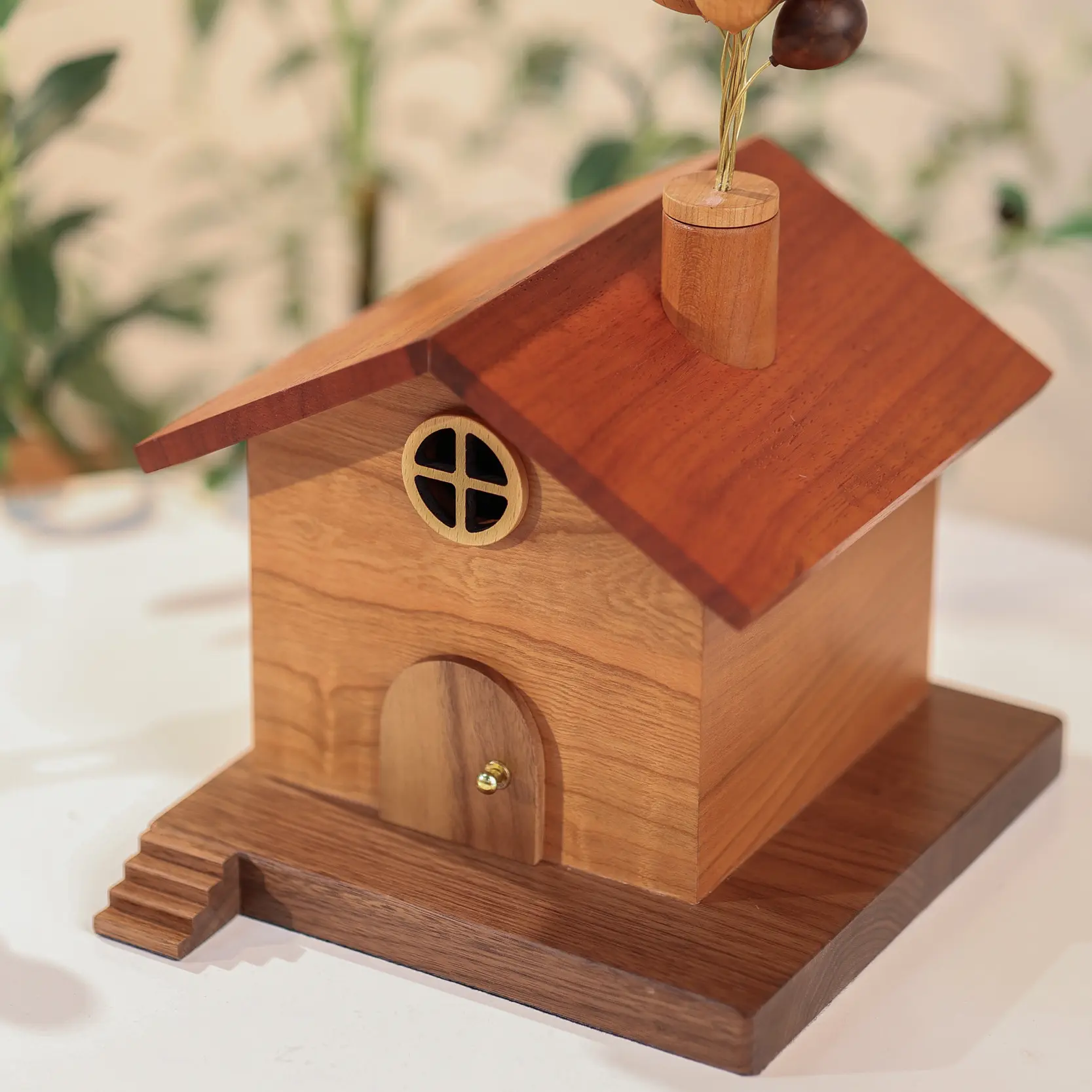 Cute Wooden House Piggy Bank Home