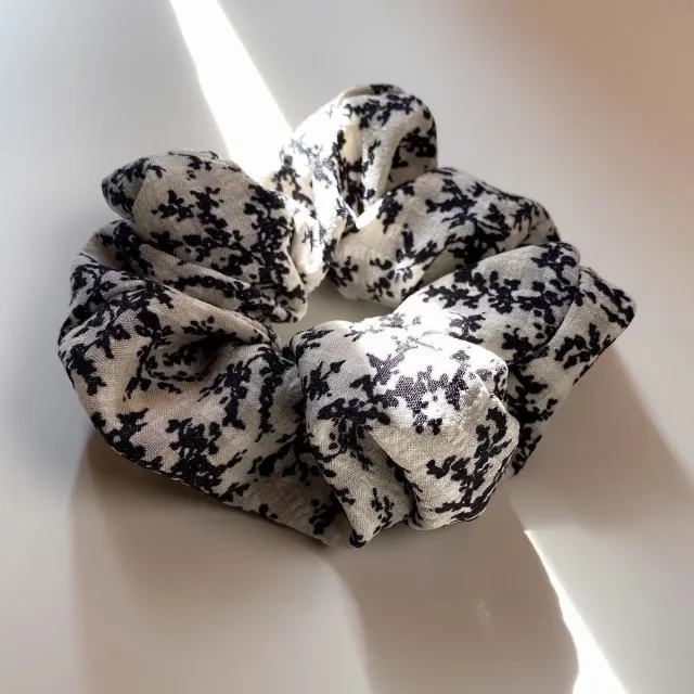 Bold Polka Dot Simple Floral Large Intestine Hair Ring Black Shivering - Shop at LoveMi