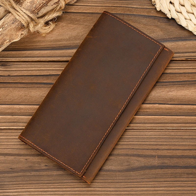 Men's Multi-functional Long Wallet Made Of Full-grain Cowhide