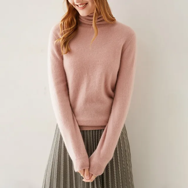 Women's Fashion Cashmere Sweater Loose Slimming Sweater Pink - Shop at LoveMi