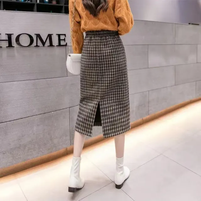 Plaid Skirt For Women Spring And Autumn Brown - Shop at LoveMi