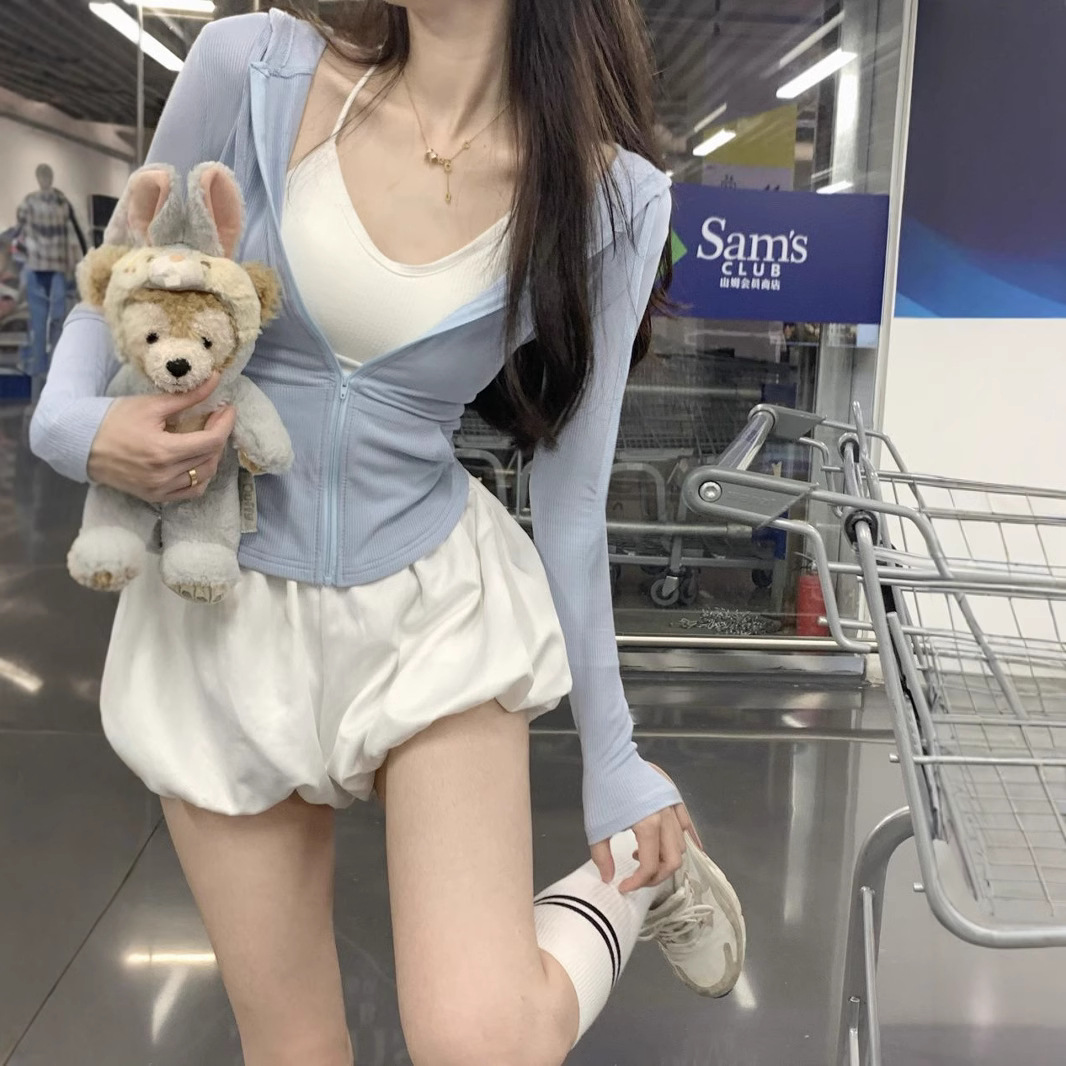 Summer Drawstring Hooded Sun-Protective Slim-Fit Set product image