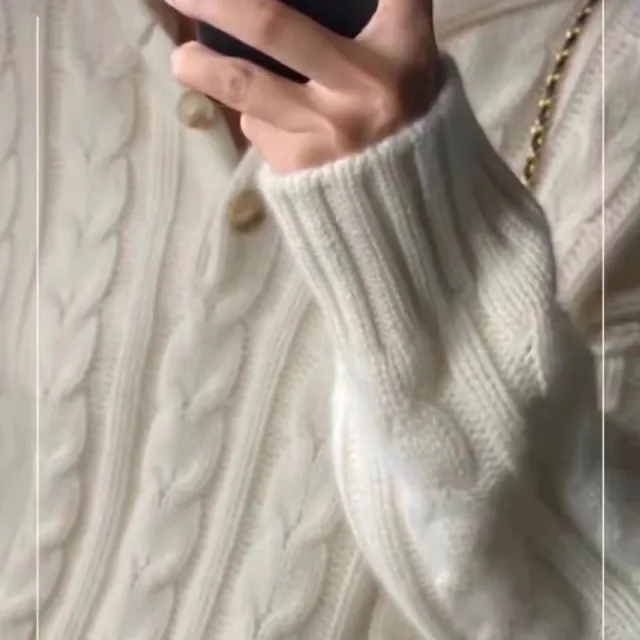 Heavy European Goods Cashmere Sweater Women's Hooded Sweater Loose Pullover White - Shop at LoveMi