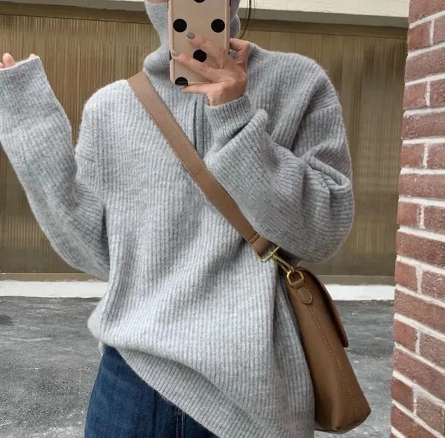 Autumn And Winter Gentle Stand Collar Sweater Cardigan Coat Loose Women Gray - Shop at LoveMi