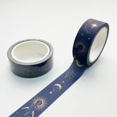 Hot Gold Foil Adhesive Tape Notebook DIY Decoration Masking Tape - Gilding Star Moon - View 1