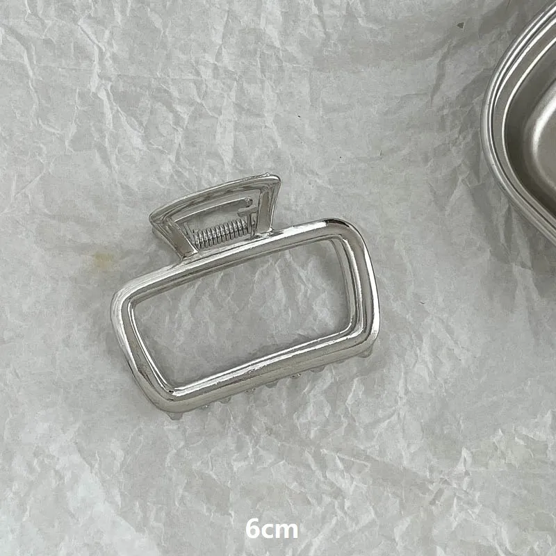 Silver Metal Barrettes Updo Hair Claw - Small Square