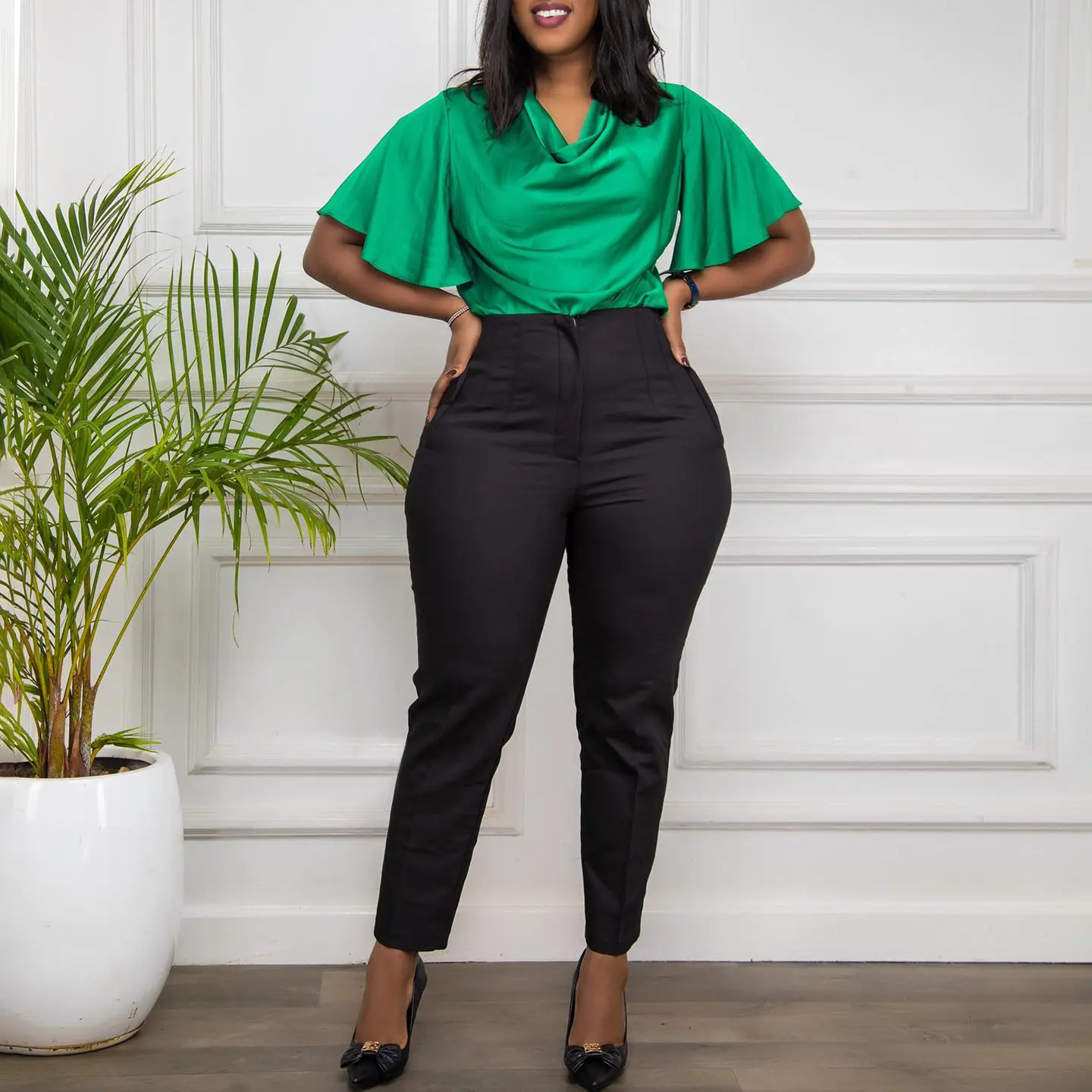 Womens Casual Professional Solid-Color Dress Pants