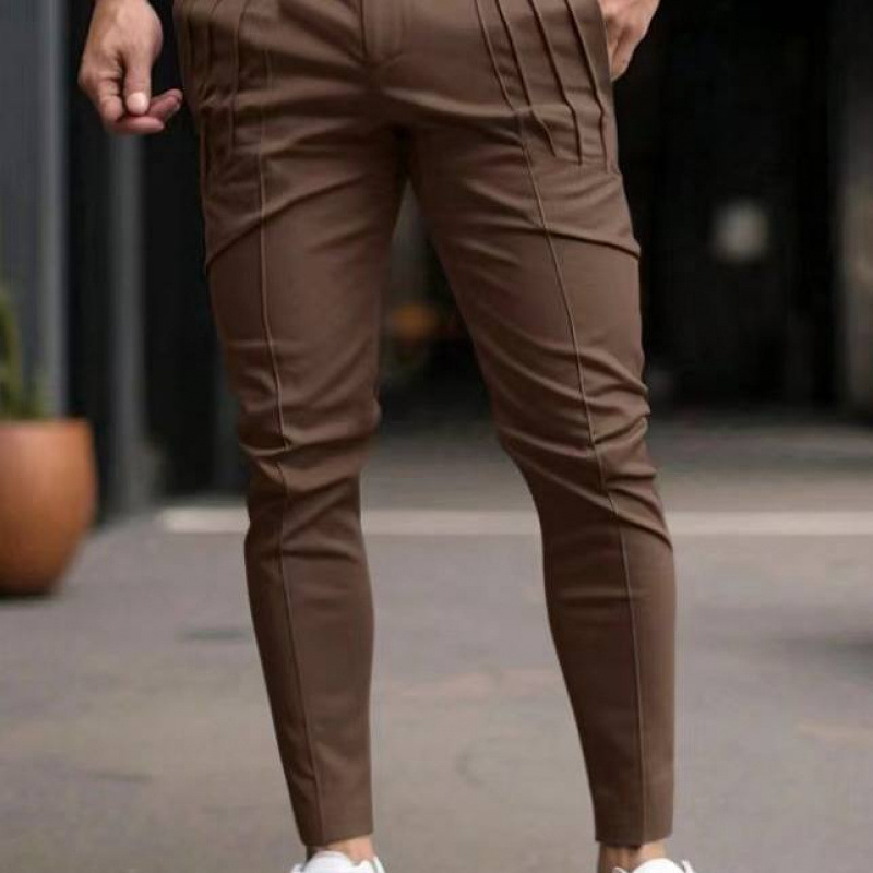 Men's Solid-Colored Dress Pants Casual Pants Slim-Fit