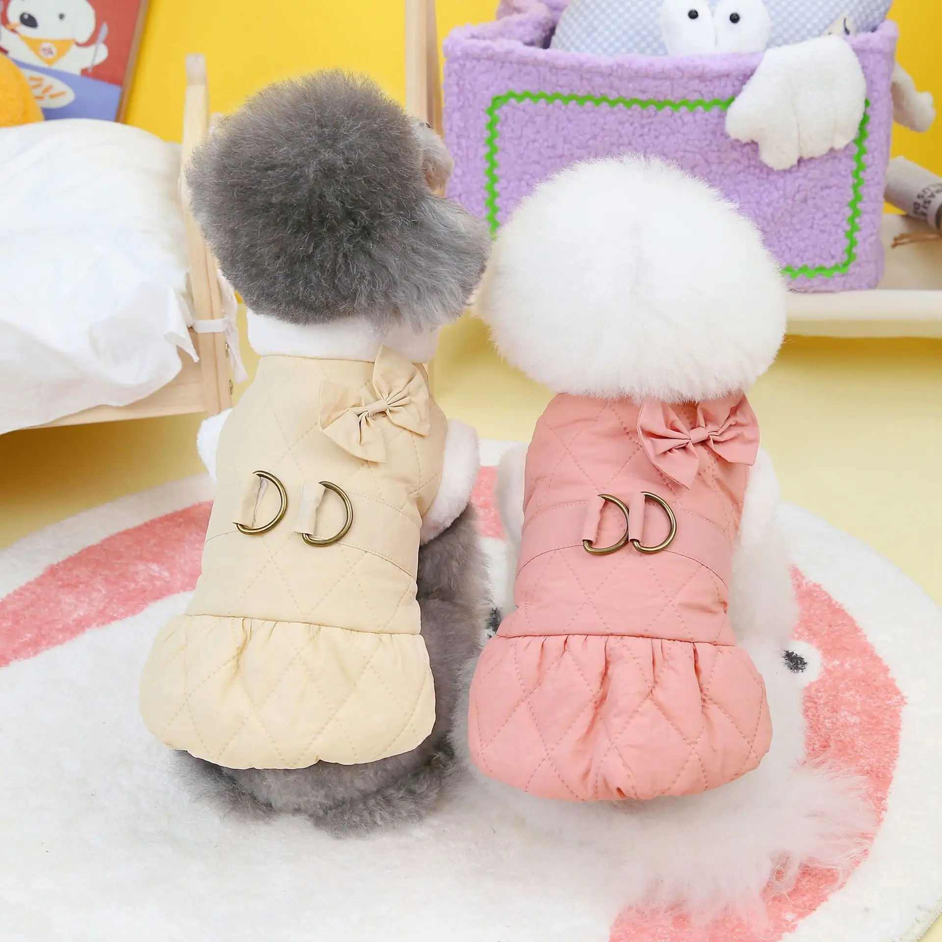 Pet Dog Clothes Small Butterfly Cotton-padded Dress