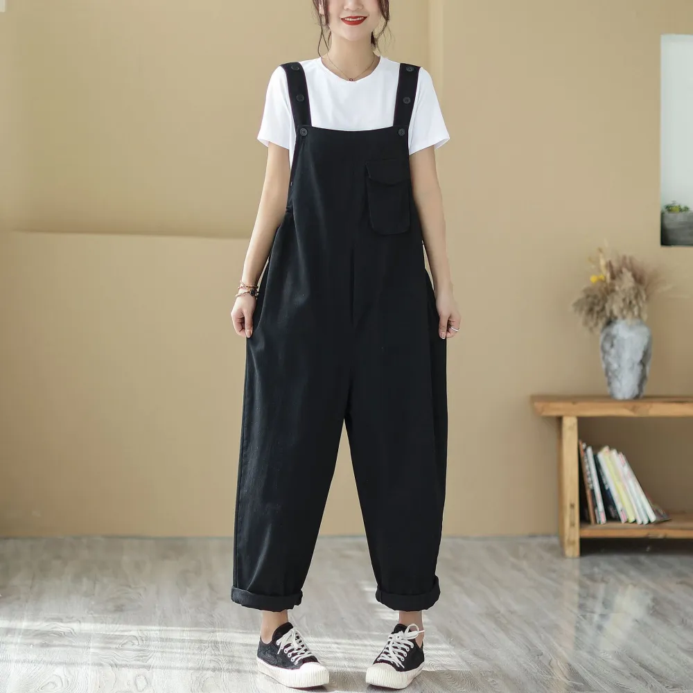 High Waist Slimming Large Size Loose Casual Solid Color Workwear Straight Jumpsuit