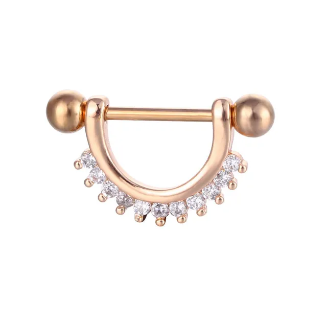 Puncture Nipple Ornament Inlaid Zircon Ring Nails No 3 Rose Gold - Shop at LoveMi
