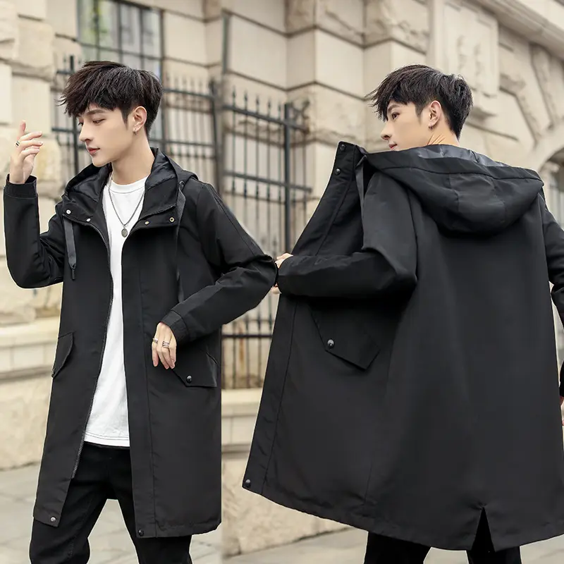 Men's Mid-length Overcoat With A Tail Slit