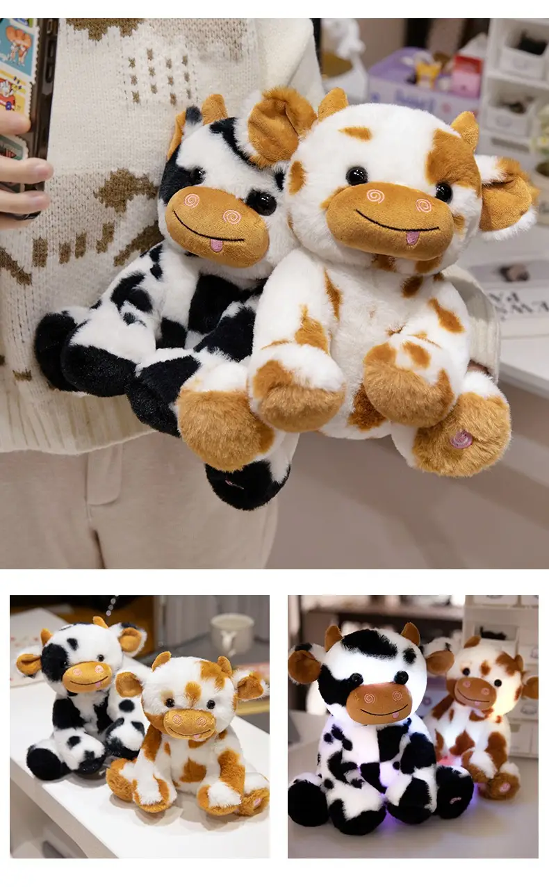Colorful Dazzling Cute Luminous Dairy Cattle Doll Plush Toys