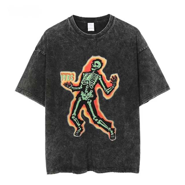 Retro Washed Distressed Loose Casual Heavy Cotton Short Sleeve 0816 Models L - Shop at LoveMi