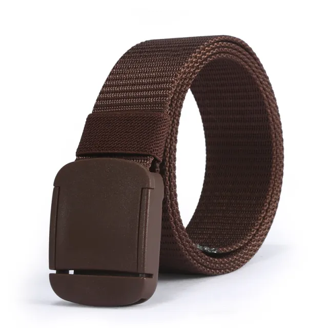 Unisex Nylon Woven Canvas No Metallic Belt Coffee - Shop at LoveMi