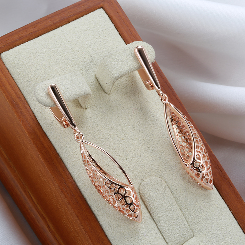 Earrings Electroplated Real Gold Hollow Retro Popular