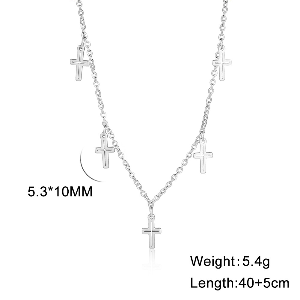 Titanium Steel Cut Advanced Clavicle Chain Cross Pendant