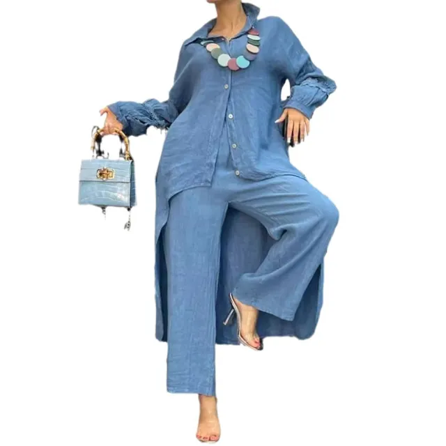 Fashion Women's Wear Irregular Hem Long sleeve Suit Dark Blue - Shop at LoveMi