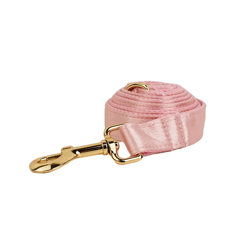 Pink Crystal Dog Collar And Leash With Wedding Ribbons