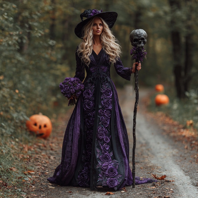 Women's Halloween Witch Dress American-Style Print