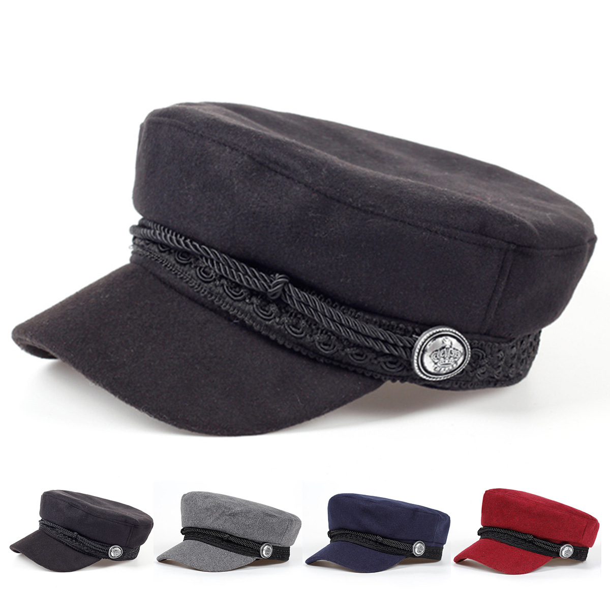 Women's AutumnWinter Woolen Octagonal Beret
