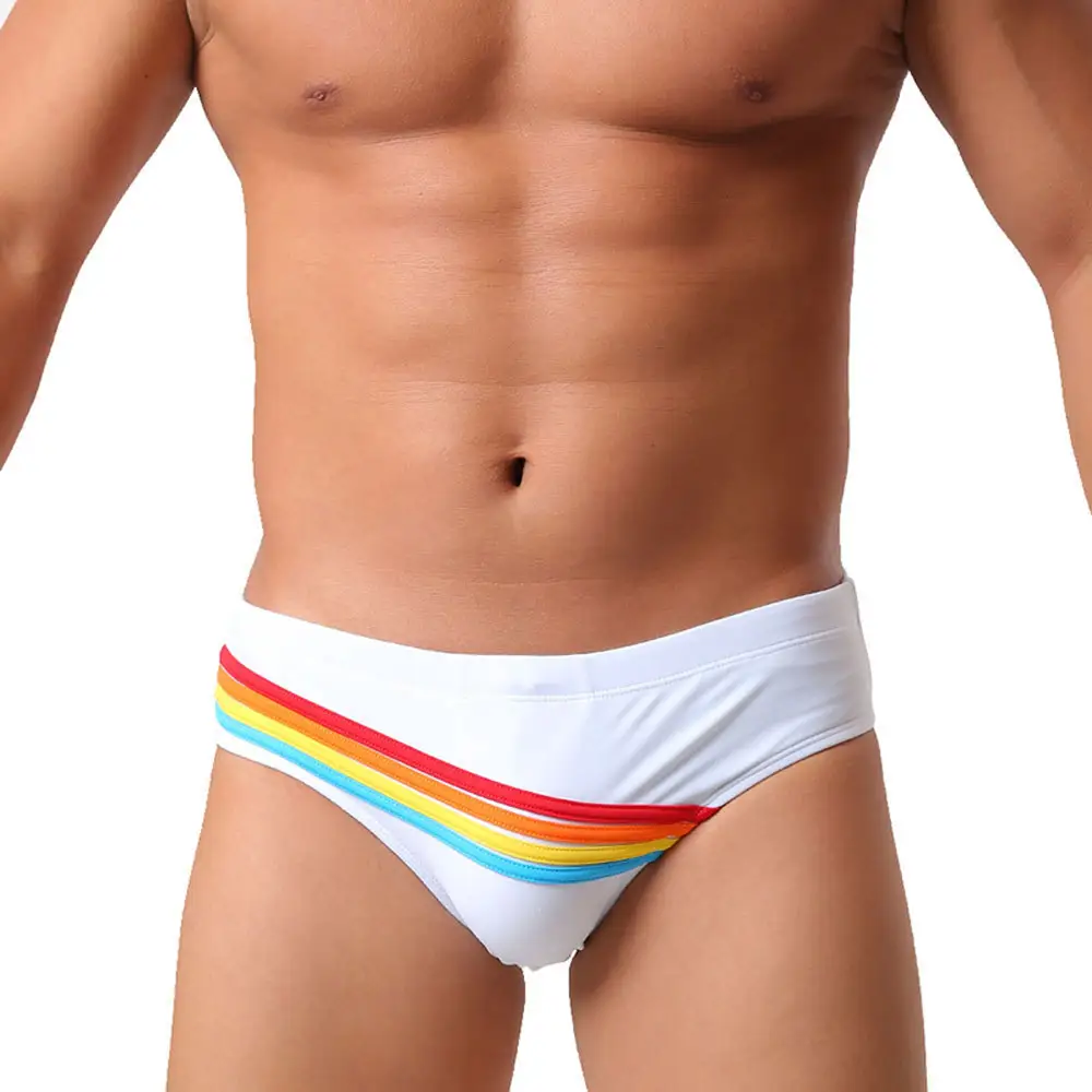 Triangular Three-dimensional Rainbow Swim Trunks Simple Stylish