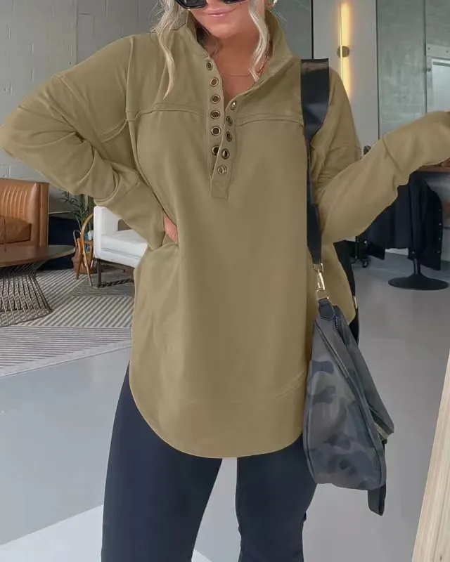 Women's Fashion Long Sleeve Thickened Sweater Olive - Shop at LoveMi
