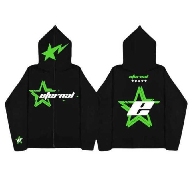 European And American Dark Star Printed Gothic Couple Zipper Sweater