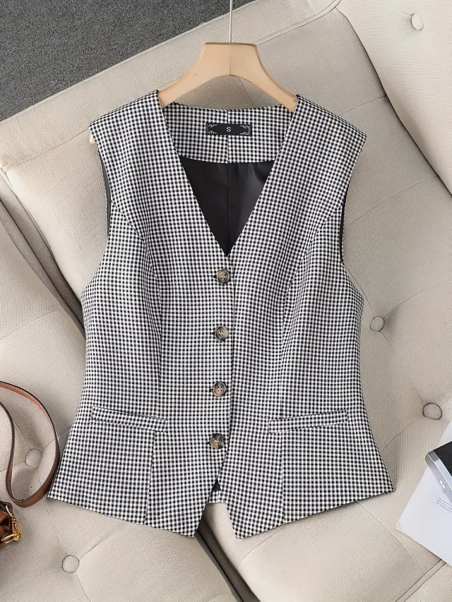 Fashionable All match Slim Fit Sleeveless Waistcoat Vest Women Black - Shop at LoveMi