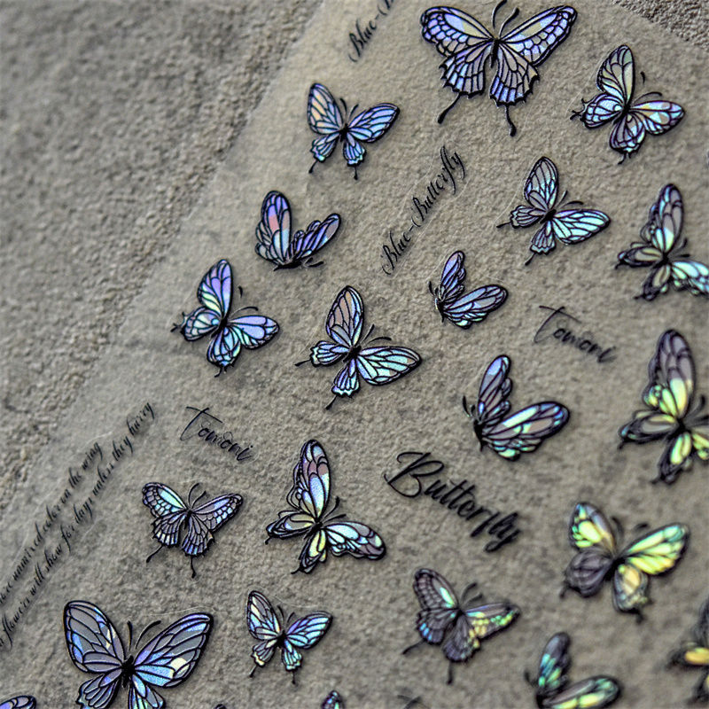 Colorful Butterfly Graceful Relief Laser 5d Three-dimensional Adhesive Waterproof Nail Sticker