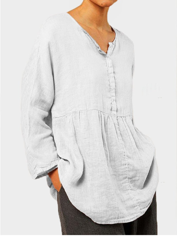 Women's Autumn And Winter Cotton And Linen Casual Loose Top