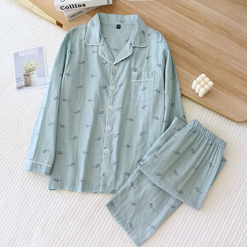 Pure Cotton Gauze Long-sleeved And Long-pants Men's
