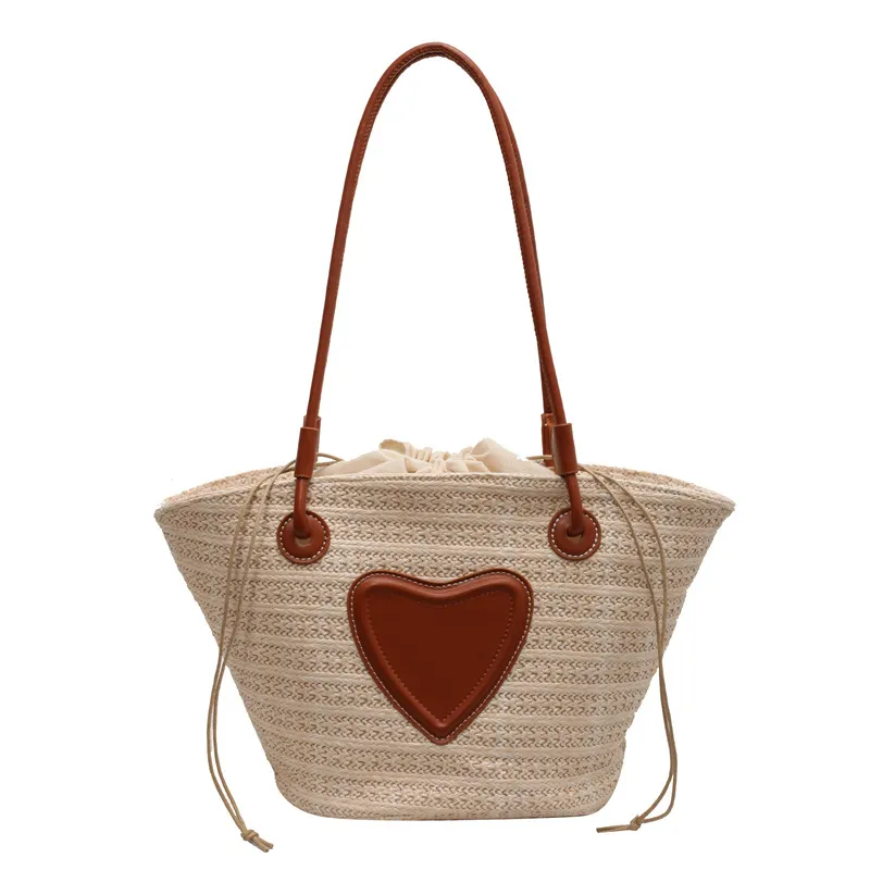 Women's Simple Straw Tote Bag - Beige