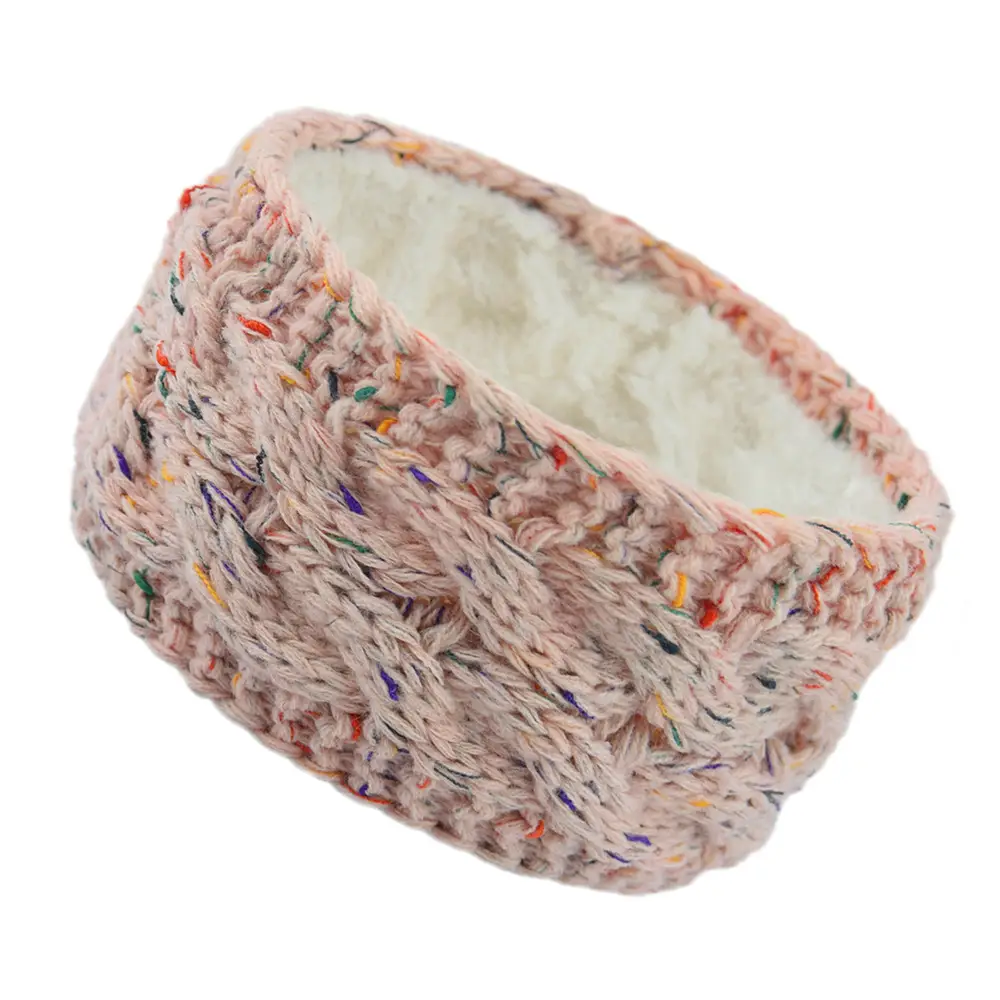European And American Plus Velvet Knitted Hair Band Wool Color Dot Yarn Headband Variegated Warm Hair Accessories