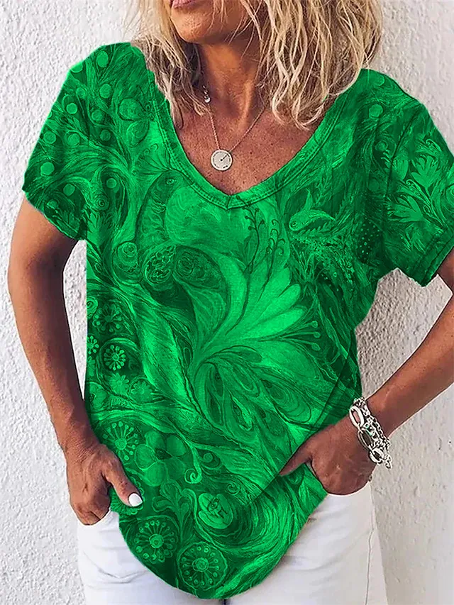 Women's 3D Women's Abstract Painting T shirt Pattern Graffiti Fluorescent Green - Shop at LoveMi