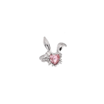 Creative Heart-shaped Little Bunny Open Ring