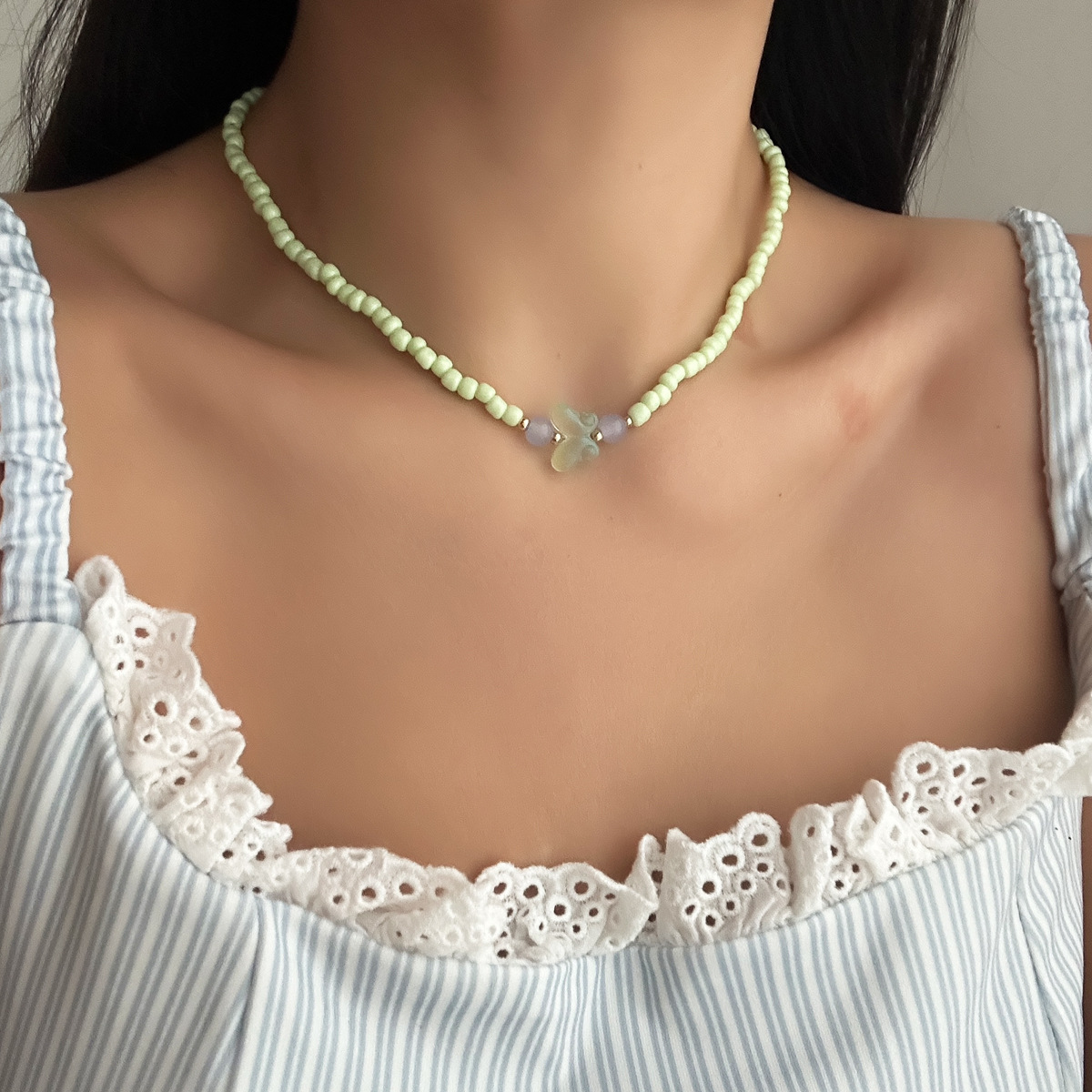 Fashion Resin Beaded Handmade Necklace Butterfly