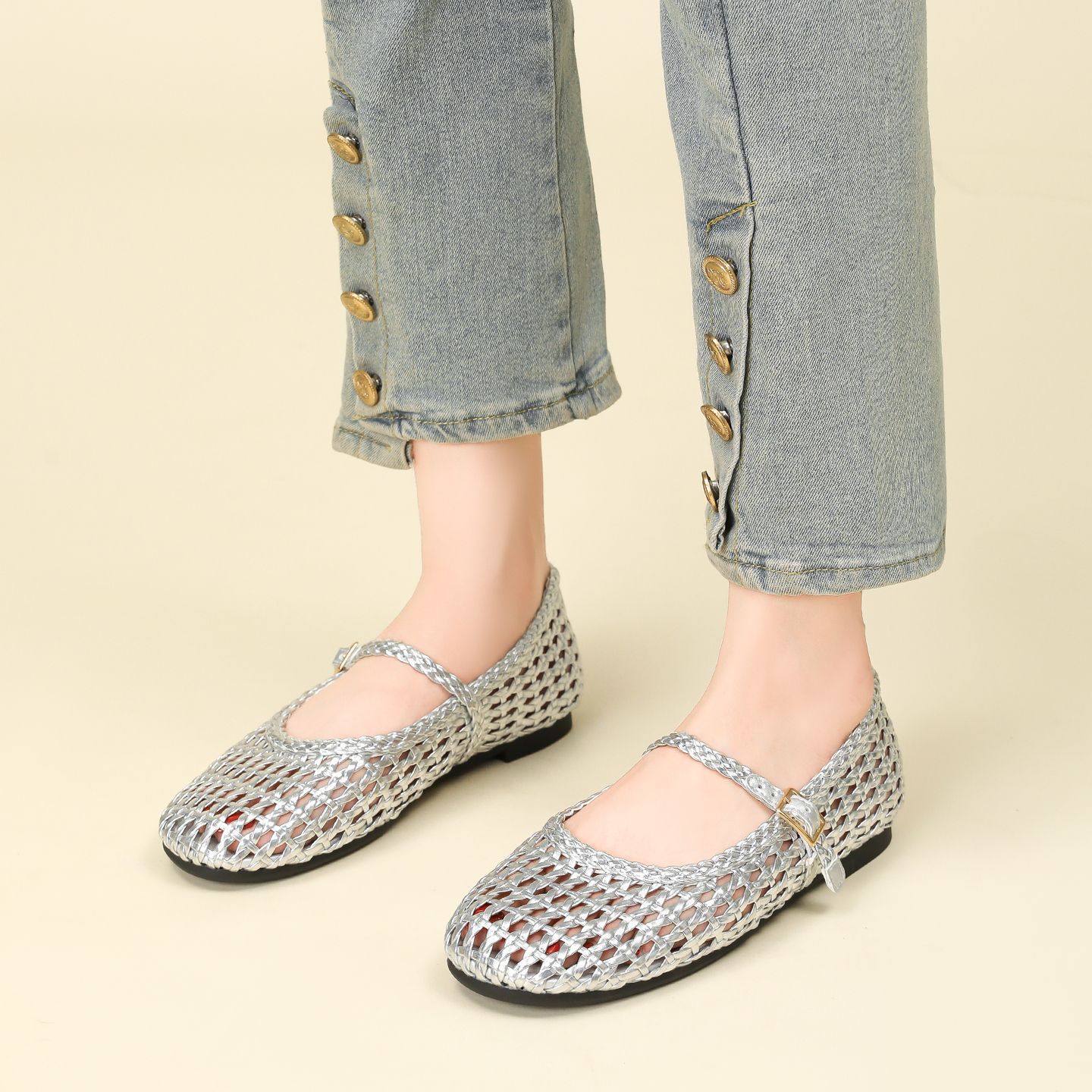 Raffia Mary Jane Flats, picture 4 of 8