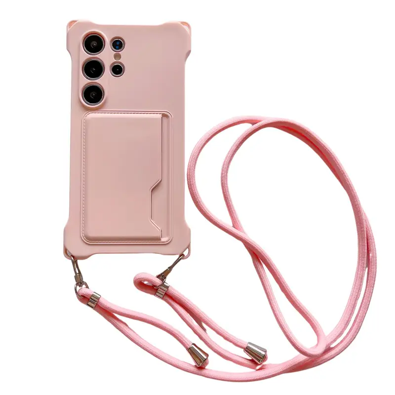 Four-corner Liquid Card Holder Lanyard Phone Case