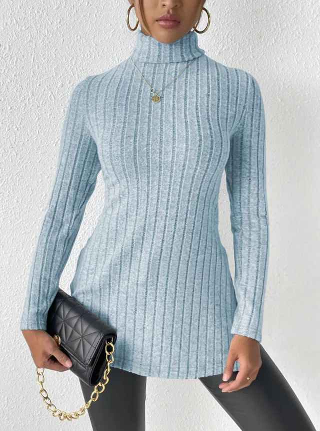 Women's Turtleneck Pullover Clothing Sweater Blue - Shop at LoveMi