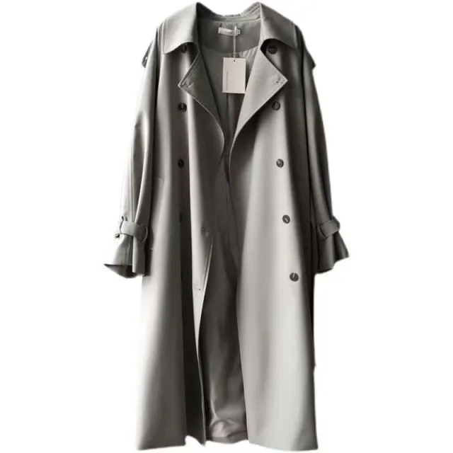British Style All match Draping Tight Waist Small Casual Women's Trench Coat Gray - Shop at LoveMi