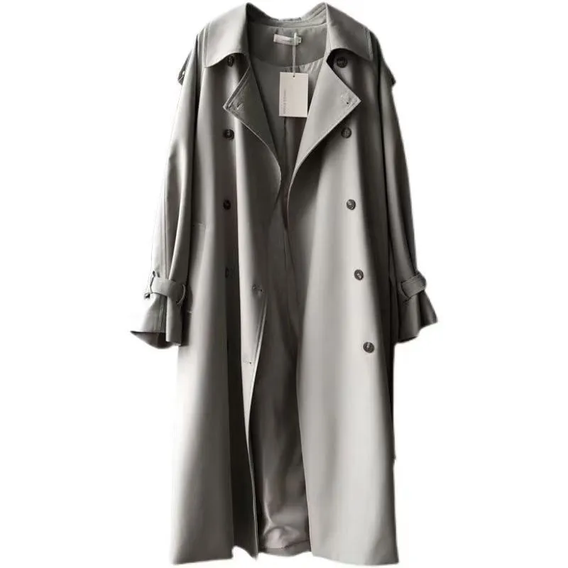 British Style All-match Draping Tight Waist Small Casual Women's Trench Coat - Gray